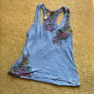 Blue Floral Studded Racerback Tank